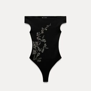 Stretch knit sparkling body suit Zara